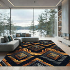Golden Geometric Desert Mesa Art Deco Rug