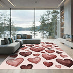 Watercolor Blush and Burgundy Hearts Rug