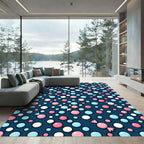 Playful Pink Blue Candy Polka Dots Rug