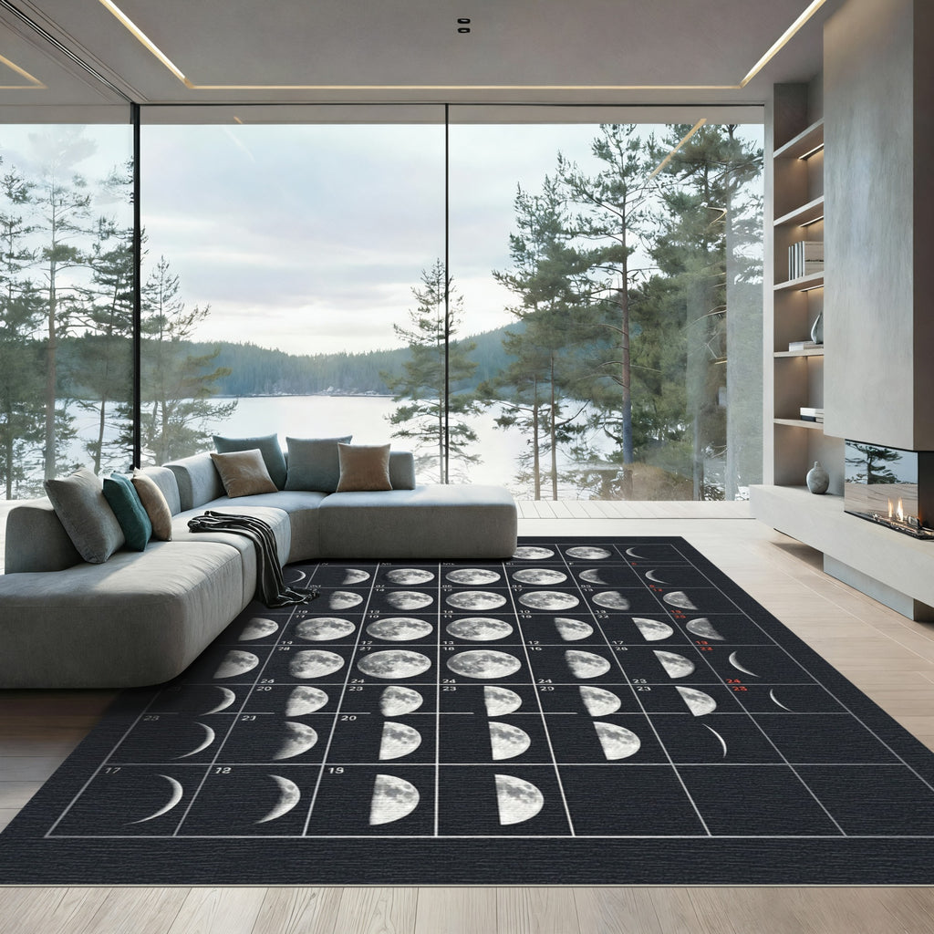 Lunar Cycle Grid Astronomy Wall Art Rug