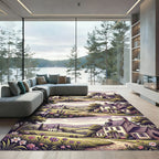 Pastoral Countryside Village Horse Floral Rug