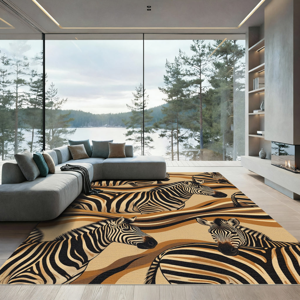 Bold Zebra Stripes Across Earth Tones Rug