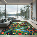 Ornate Floral Garden Scene With Peacocks Rug