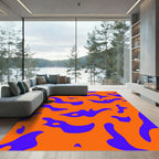 Bold Orange Blue Abstract Splatter Rug