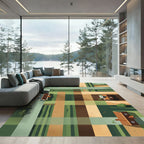 Earthy Tones Farmhouse Aerial Grid Rug