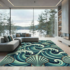 Aqua Seashell Wave Composition Rug