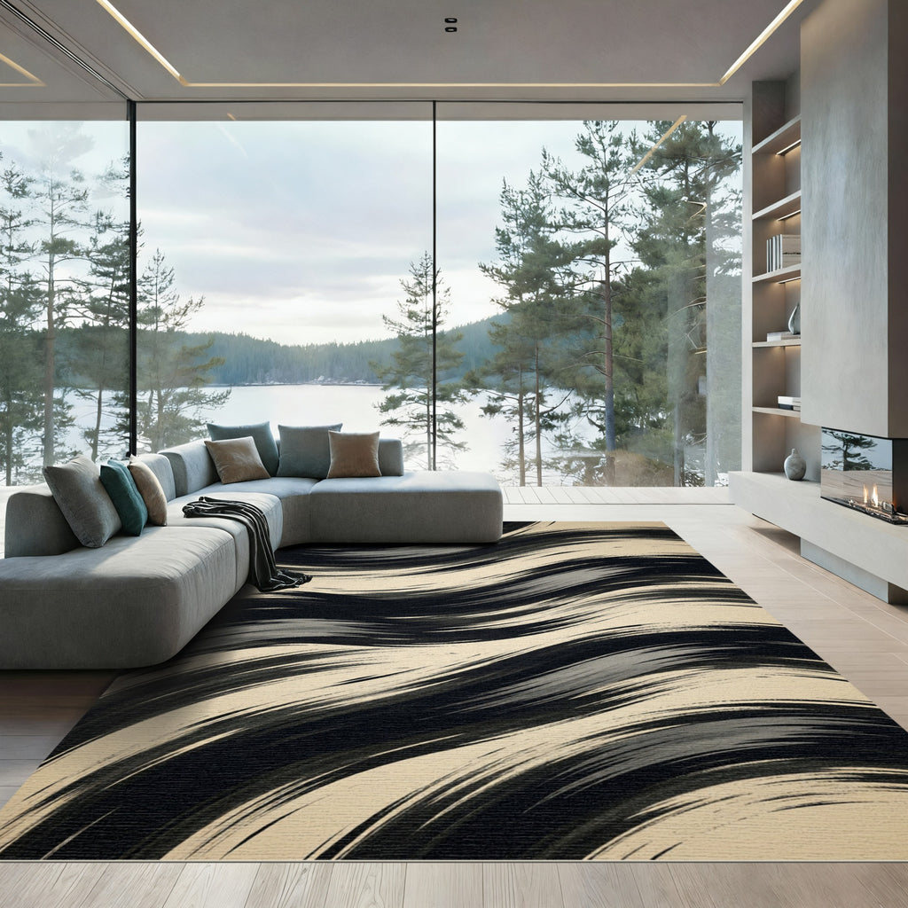 Monochromatic Abstract Flowing Wave Rug