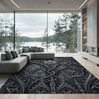 Gothic Revival Dark Metal Spire Rug