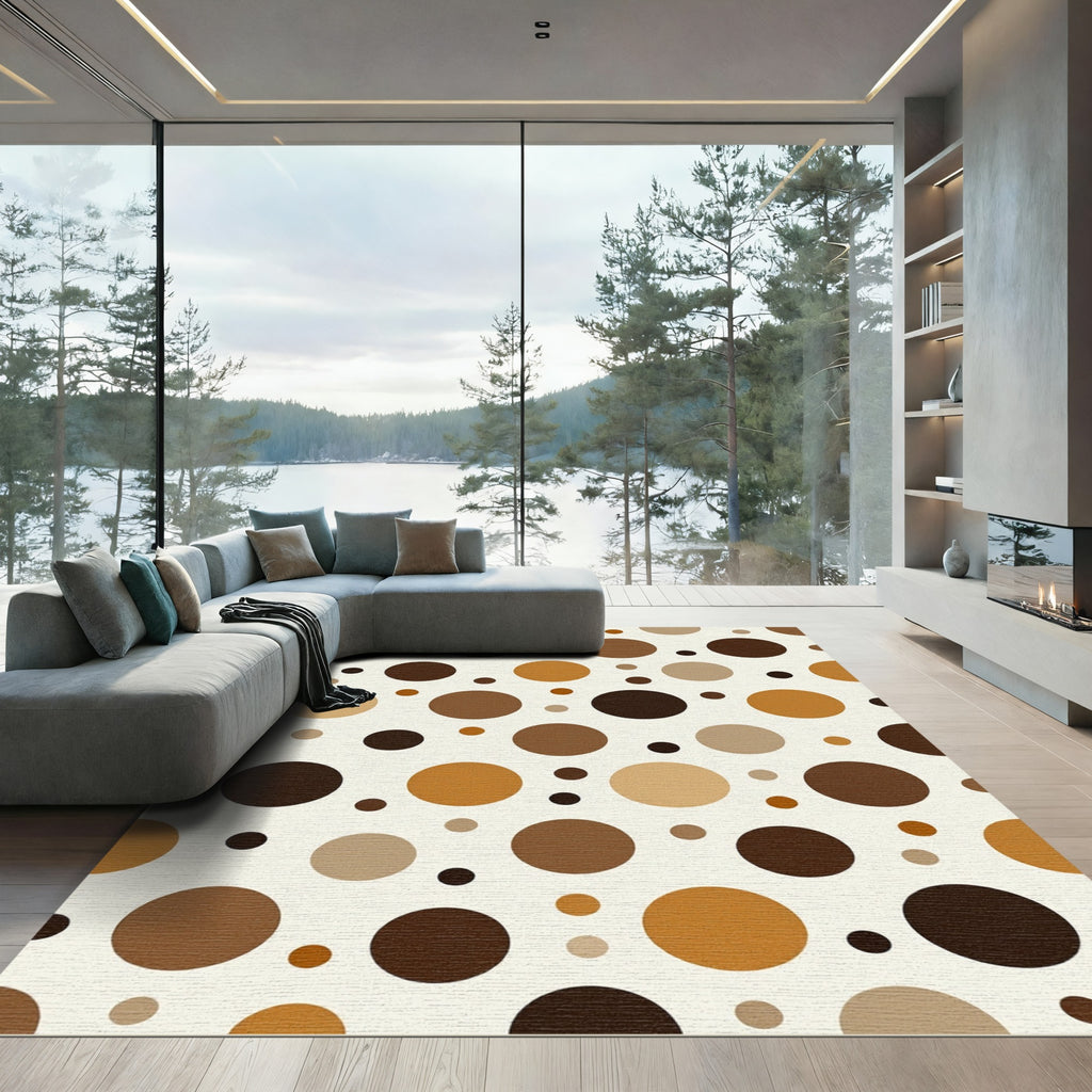Brown Earthy Tone Polka Dot Round Rug
