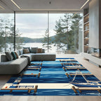 Nautical Harbor Lighthouse and Boat Scene Rug