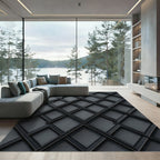 Sophisticated Charcoal Geometric Lattice Rug