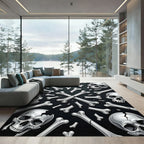 Gothic Scattered Skull and Bone Art Rug