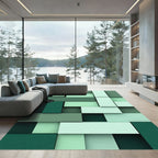 Modern Mint Olive Geometric Block Rug