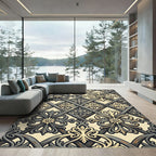 Ornate Gray Floral Lattice Rug