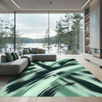 Deep Teal Abstract Brush Strokes Rug