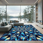 Geometric Sapphire Crystal Star Burst Rug