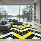 Bold Yellow Navy Polka Dot Chevron Rug