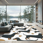 Black and Tan Dachshund Paw Illustration Rug