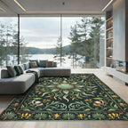 Sage Green Botanical Sunburst Floral Rug