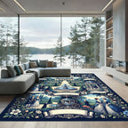 Regal Palace Garden Court Scene Rug