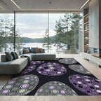 Hexagonal Violet and Sage Geometric Spheres Rug