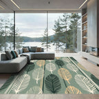 Sage Green Feathered Botanical Stripe Rug