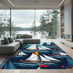 Nautical Sailboats Vintage Nautical Adventure Rug