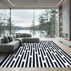 Monochrome Abstract Linear Vertical Bar Art Rug