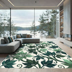 Deep Emerald Vine Foliage Pattern Rug