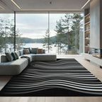 Monochromatic Gray Wave Illusion Rug