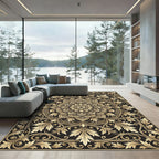 Antique Gold Floral Mandala Damask Rug