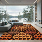 Toasted Golden Waffle Grid Texture Rug