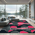 Torn Paper Pink Black Collage Rug