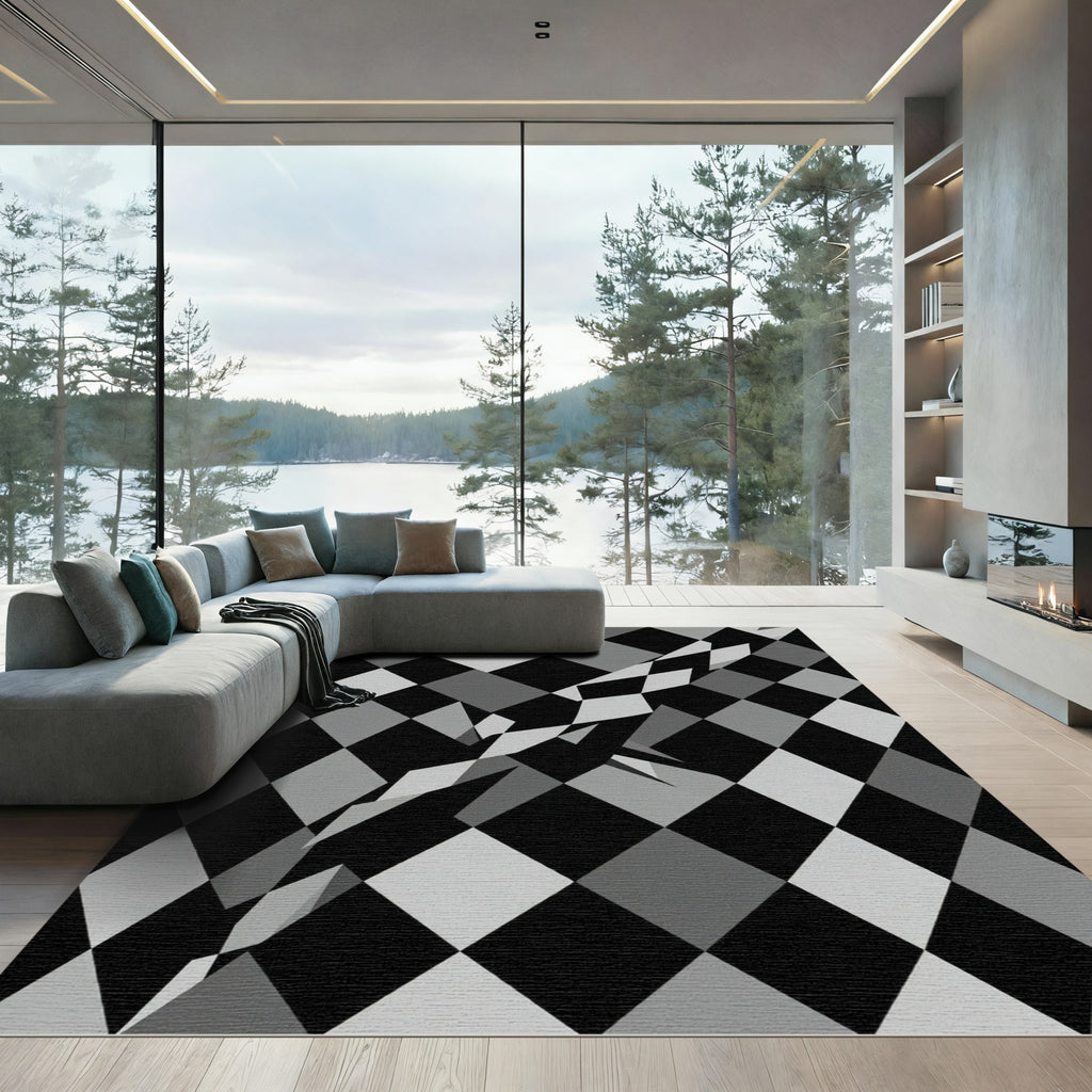 Monochromatic Diamond Warp Rug