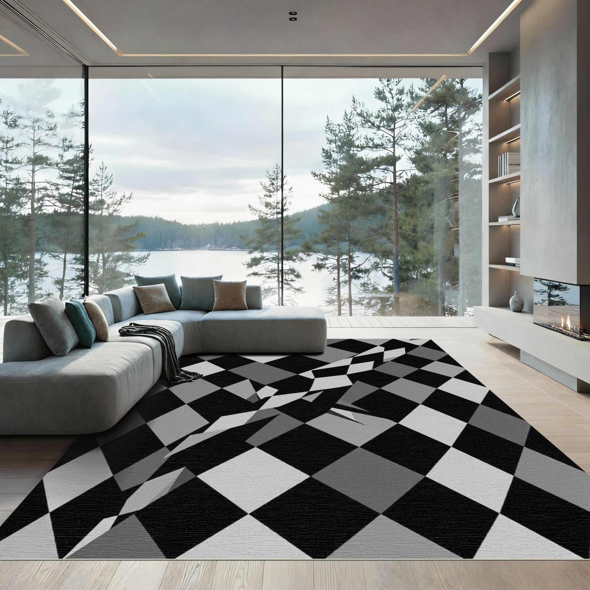 Monochromatic Diamond Warp Rug
