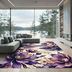 Ethereal Purple Floral Watercolor Landscape Rug