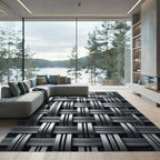 Industrial Metallic Silver Interlocking Weave Rug