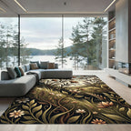 Earthy Brown Floral Vines Meadow Rug