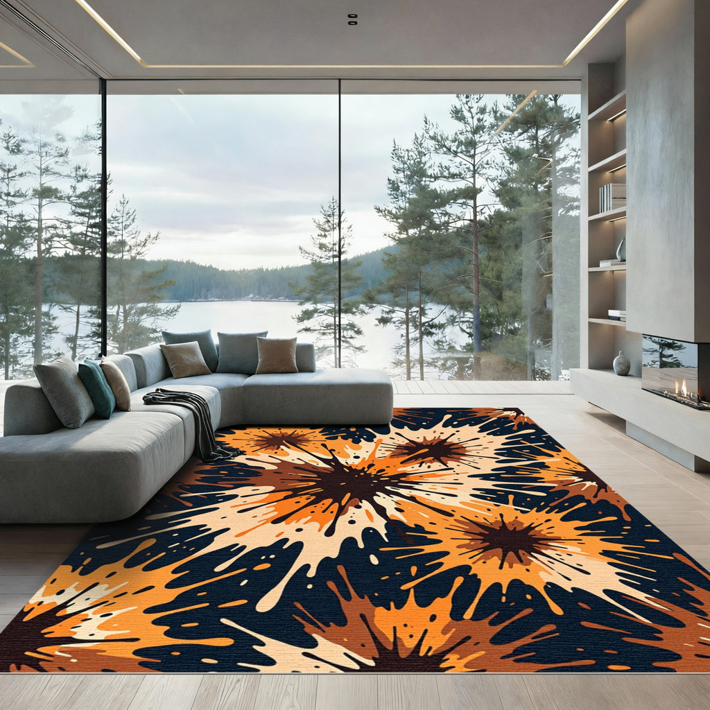 Amber Abstract Ink Splash Area Rug