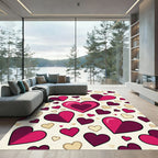 Layered Pink Plum Heart Scatter Rug