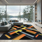 Modern Geometric Orange Yellow Gray Rug