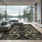 Black and Tan Geometric Arrow Rug