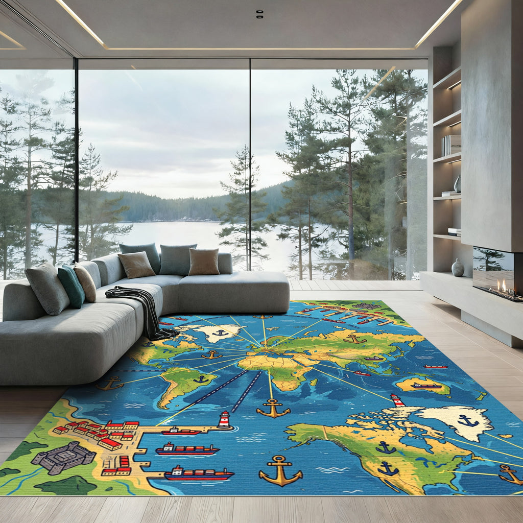 Global Maritime Anchors and Ports Rug