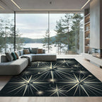 Radiant Stellar Burst Black Composition Rug