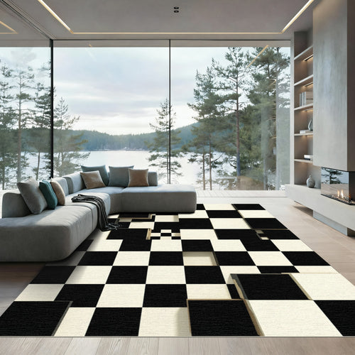 Abstract Monochrome Three-Dimensional Cube Art Rug