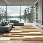 Earthy Tones Layered Wood Grain Rug