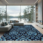 Classic Blue Floral Damask Rug