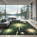 Mid-Century Olive and Gold Starburst Rug