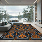 Orange Hourglass Geometric Tribal Rug