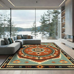 Southwestern Geometric Terracotta Medallion Rug